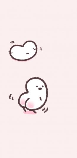 [2436x1125]纯色背景 麻瓜插画 小卡通 屁股 苹果手机动漫壁纸图片