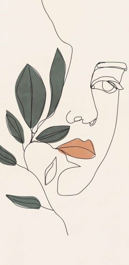 [2436x1125]线条 简笔 艺术 人物 叶子 色彩 苹果手机动漫壁纸图片