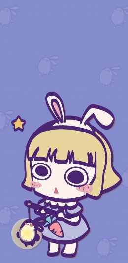 [2436x1125]绘画 呆萌 插画 短发 女孩 苹果手机动漫壁纸图片