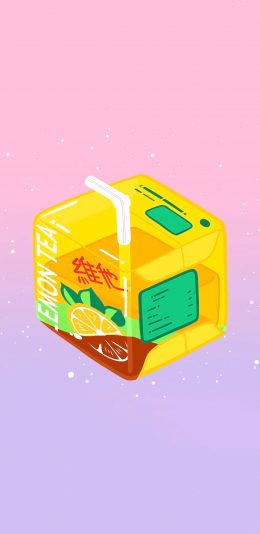 [2436x1125]维他柠檬茶 饮料 吸管 方块 苹果手机动漫壁纸图片