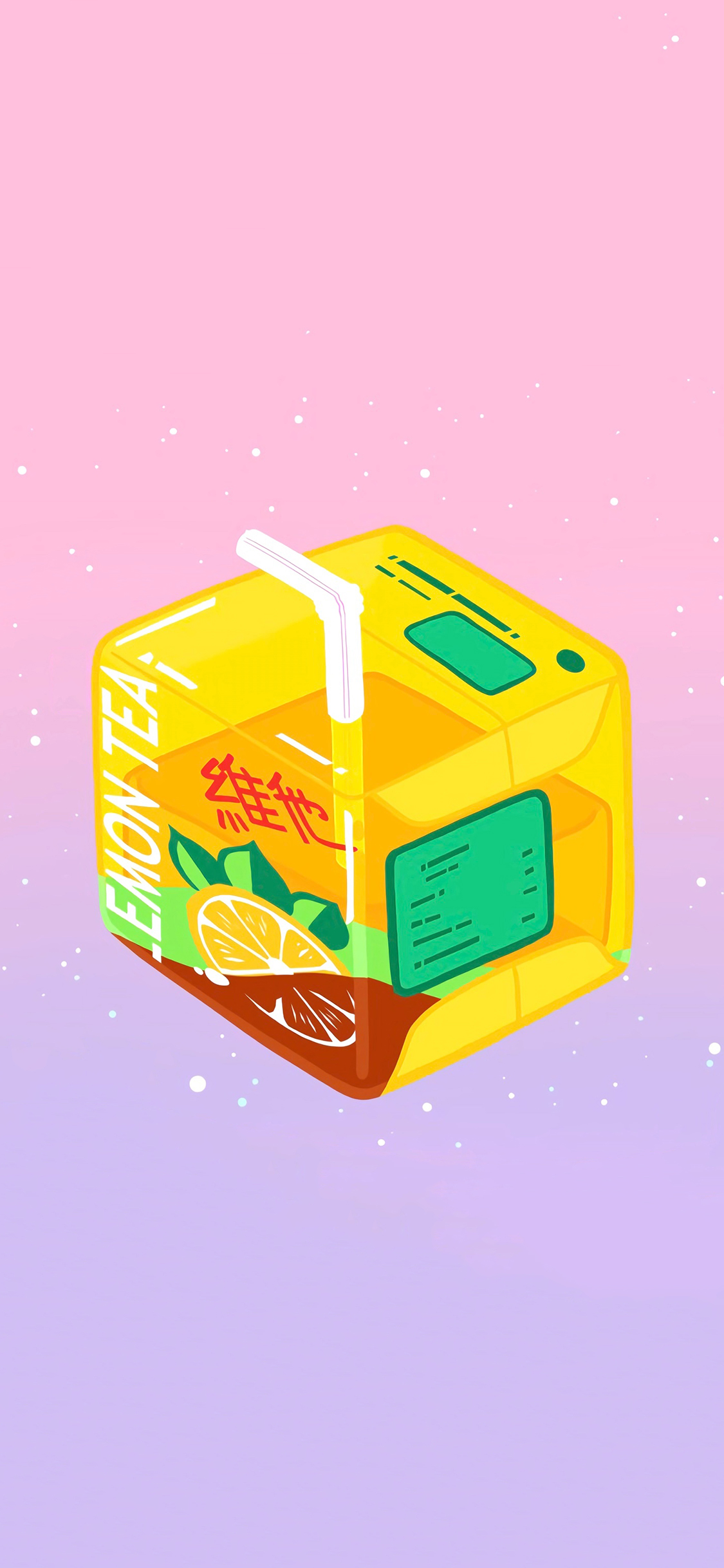 [2436×1125]维他柠檬茶 饮料 吸管 方块 苹果手机动漫壁纸图片