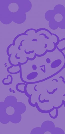 [2436x1125]绵羊 紫 小花 小羊 苹果手机动漫壁纸图片