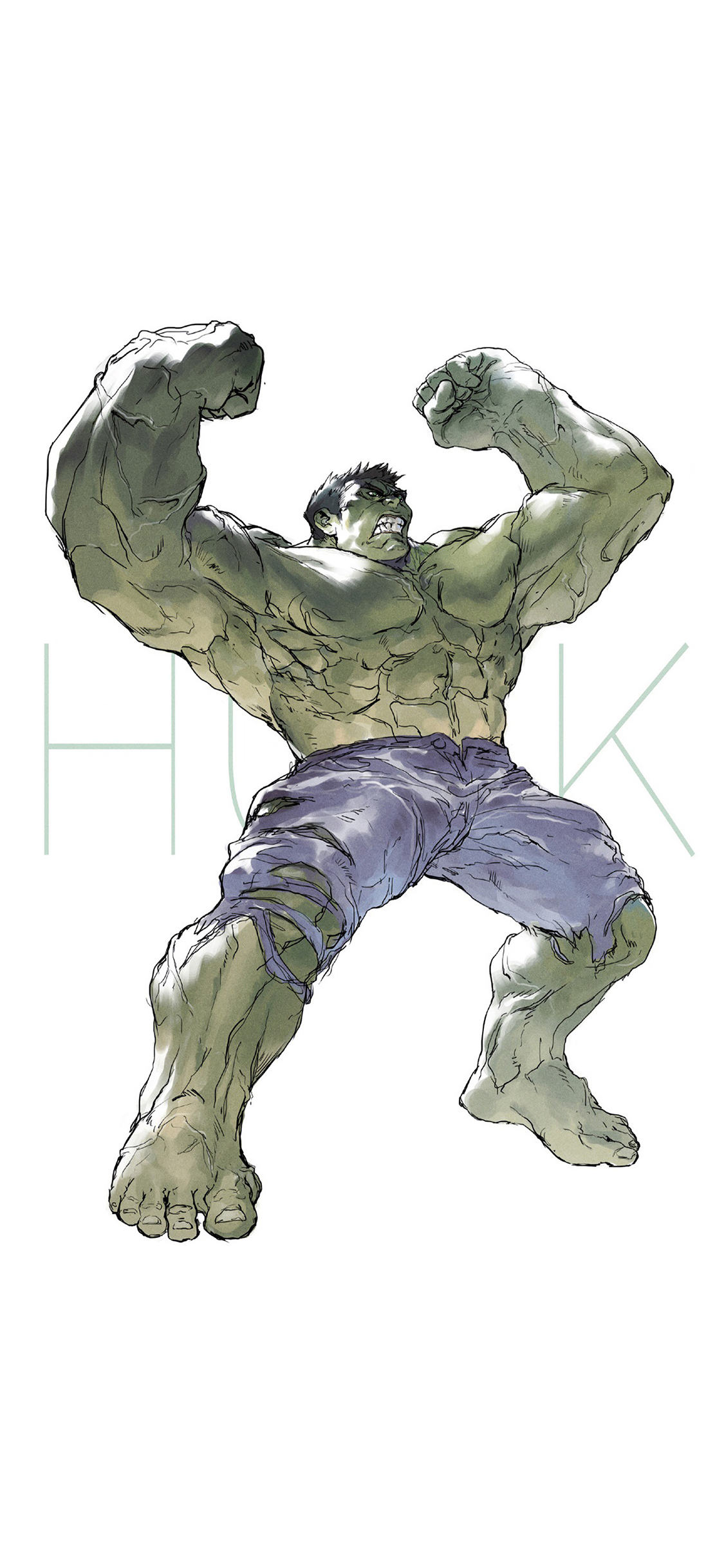 [2436×1125]绿巨人 超级英雄 欧美 复仇者联盟 手绘 苹果手机动漫壁纸图片