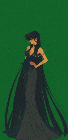 [2436x1125]绿色 背景 二次元 动漫少女 苹果手机动漫壁纸图片