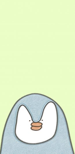 [2436x1125]绿色背景 卡通 企鹅 可爱 苹果手机动漫壁纸图片