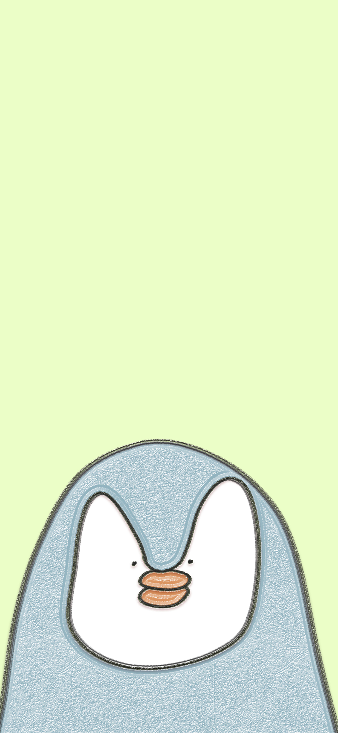 [2436×1125]绿色背景 卡通 企鹅 可爱 苹果手机动漫壁纸图片