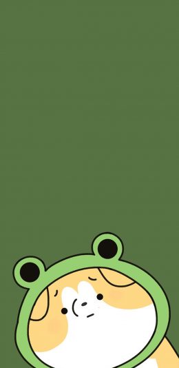 [2436x1125]绿色背景 卡通 狗狗 苹果手机动漫壁纸图片