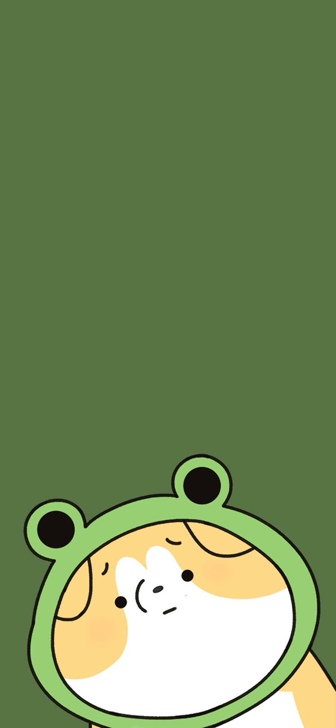 [2436×1125]绿色背景 卡通 狗狗 苹果手机动漫壁纸图片