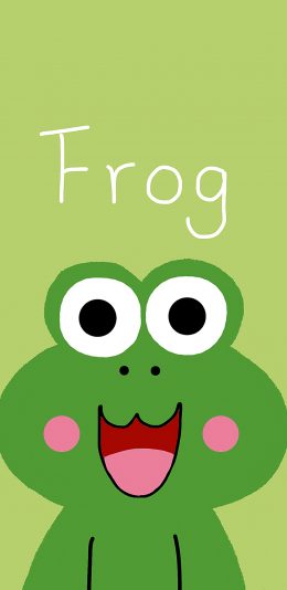 [2436x1125]绿色背景 卡通 青蛙 frog 苹果手机动漫壁纸图片