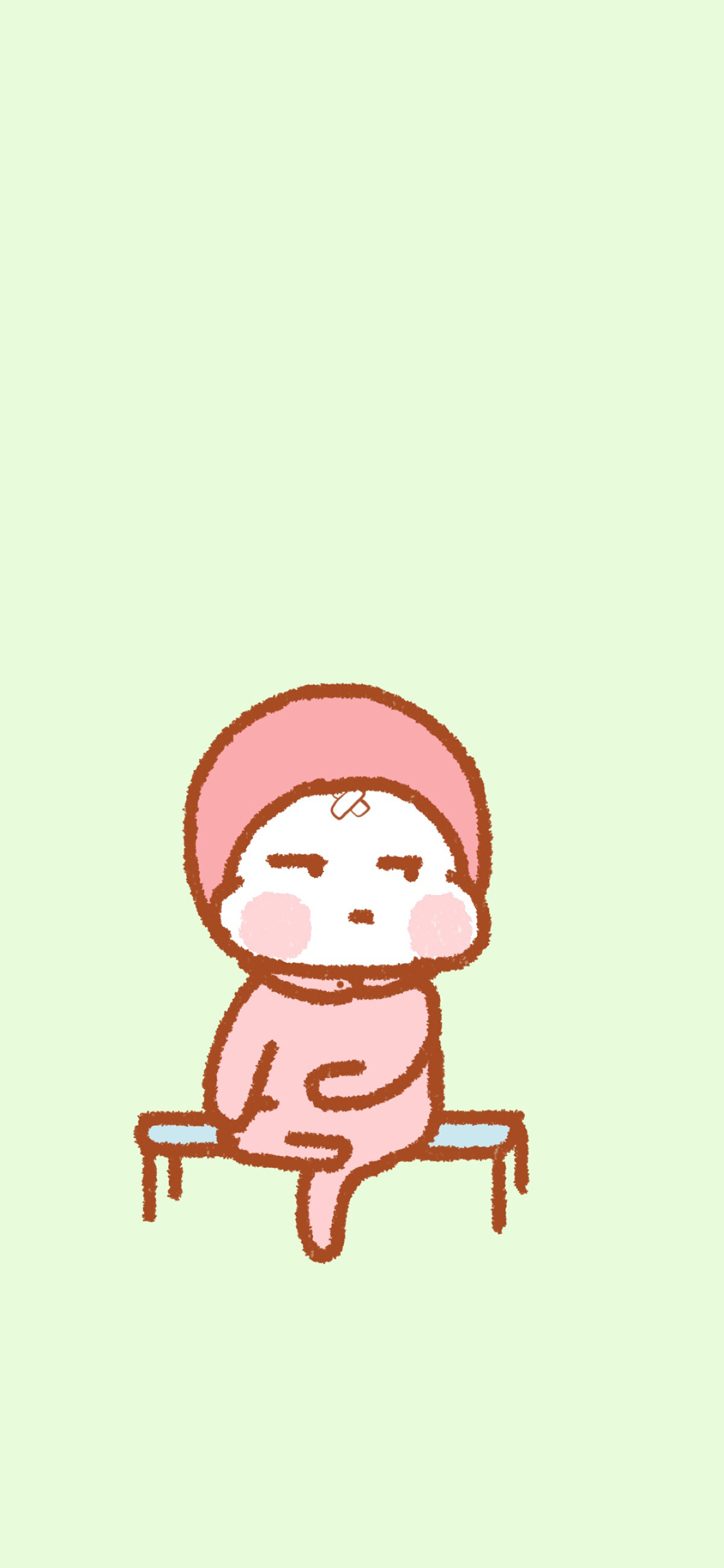 [2436×1125]绿色背景 卡通小人 二郎腿 苹果手机动漫壁纸图片