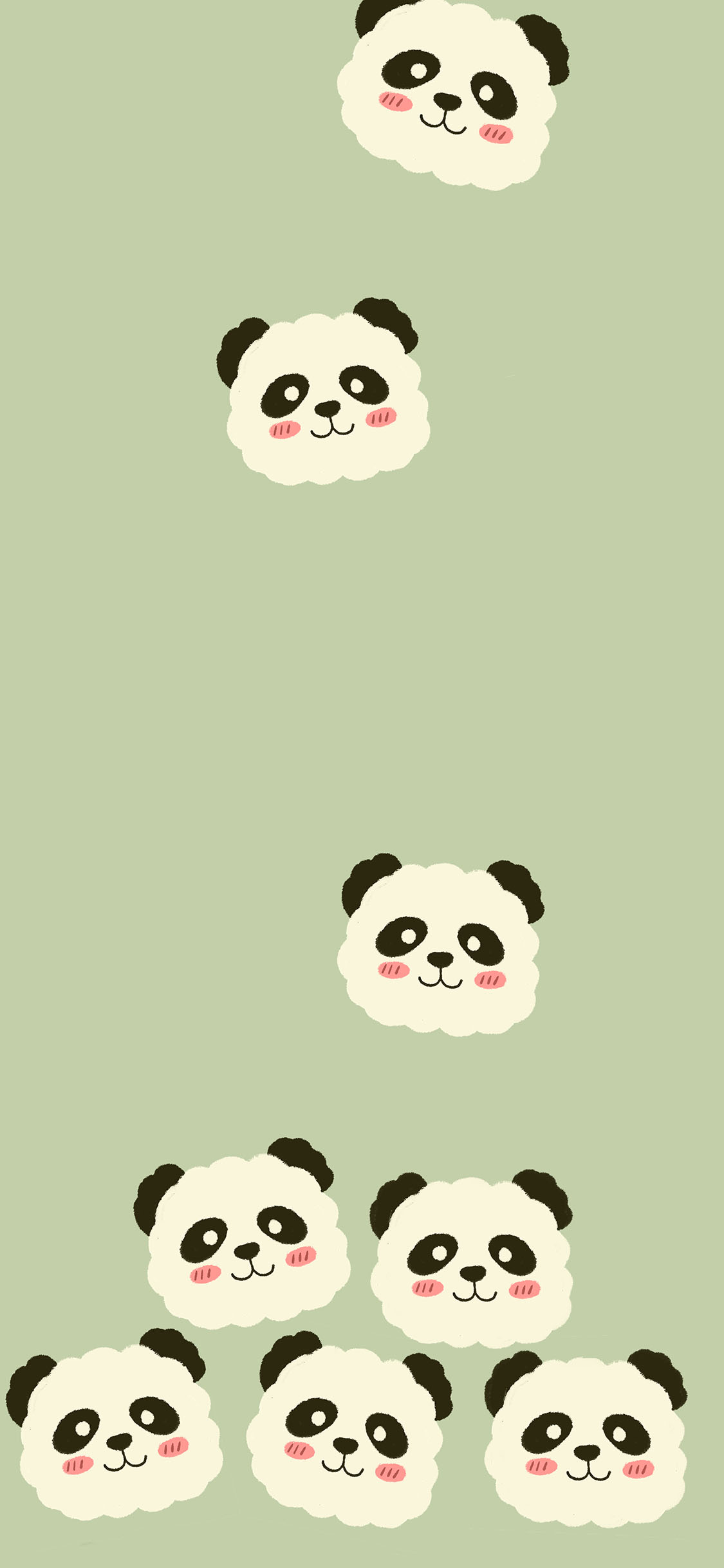 [2436×1125]绿色背景 国宝 熊猫 可爱 苹果手机动漫壁纸图片