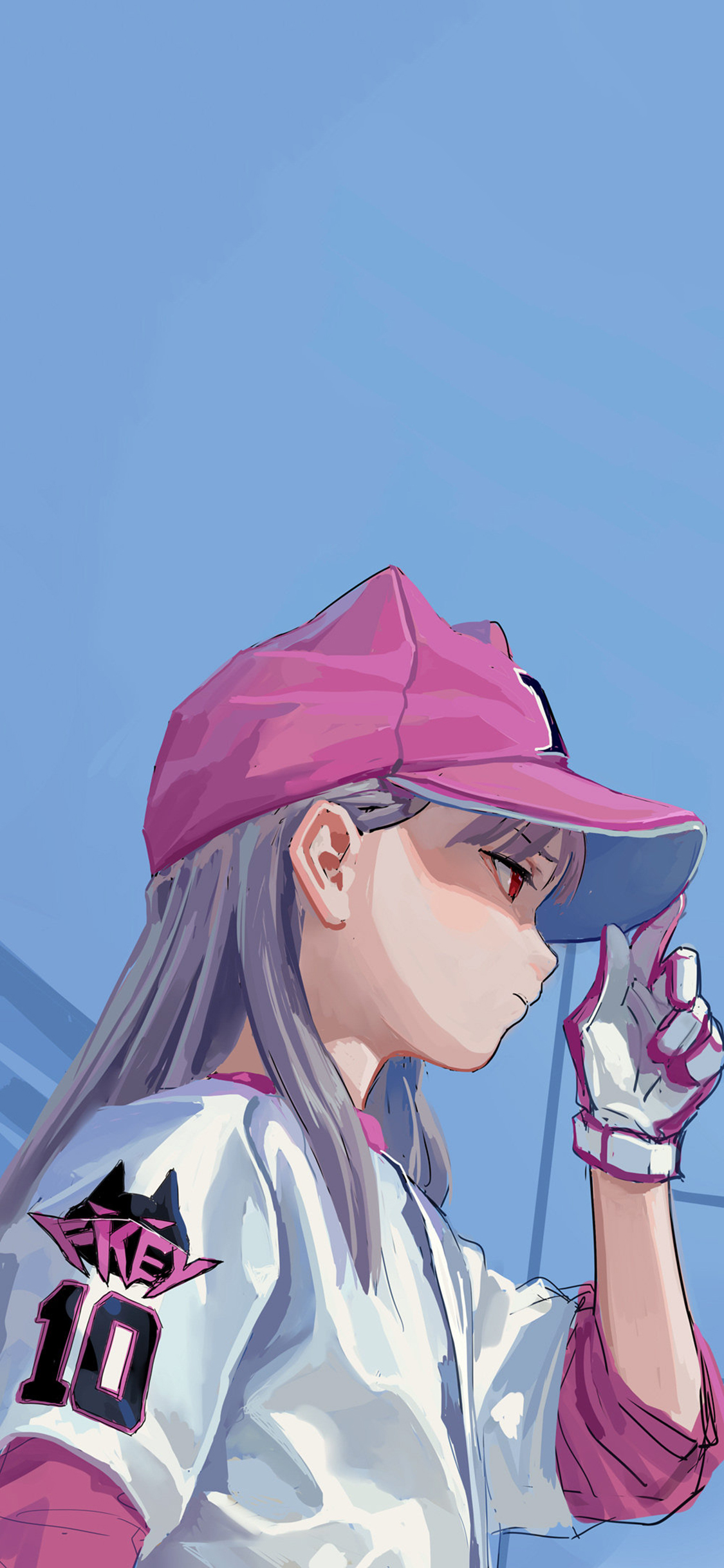 [2436×1125]网球 少女 二次元 粉色 苹果手机动漫壁纸图片