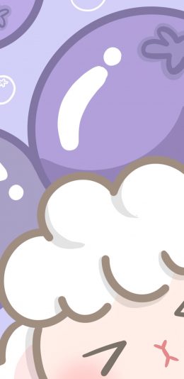 [2436x1125]羊 紫色 蓝莓 可爱 苹果手机动漫壁纸图片