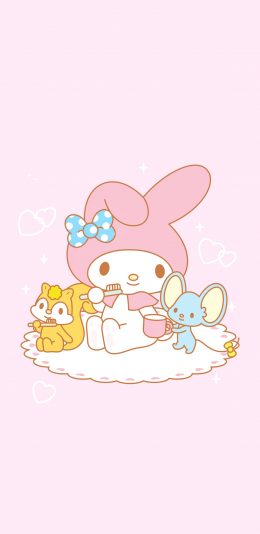 [2436x1125]美乐蒂 粉色 卡通 可爱 Melody 苹果手机动漫壁纸图片