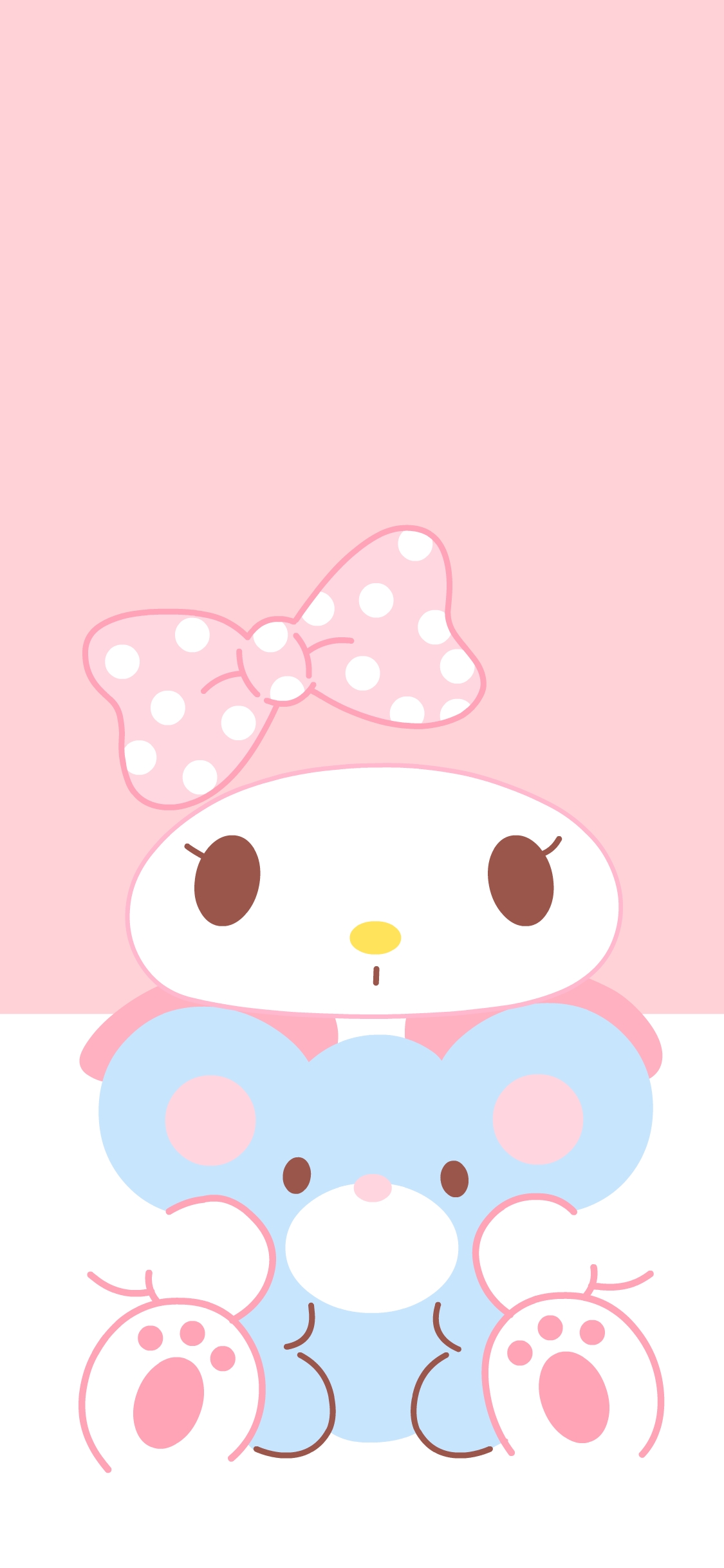 [2436×1125]美乐蒂 粉色 可爱 蝴蝶结 少女 苹果手机动漫壁纸图片