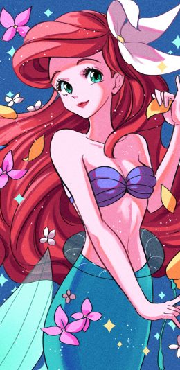 [2436x1125]美人鱼 迪士尼 公主 海底 苹果手机动漫壁纸图片