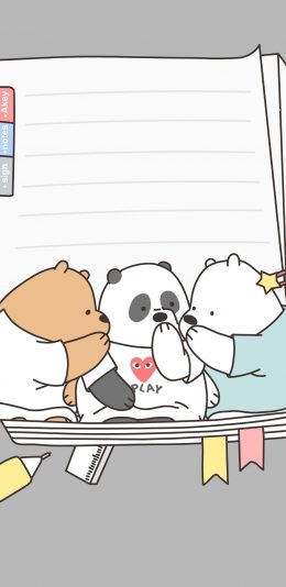 [2436x1125]美国 动画 咱们裸熊 悄悄话 苹果手机动漫壁纸图片