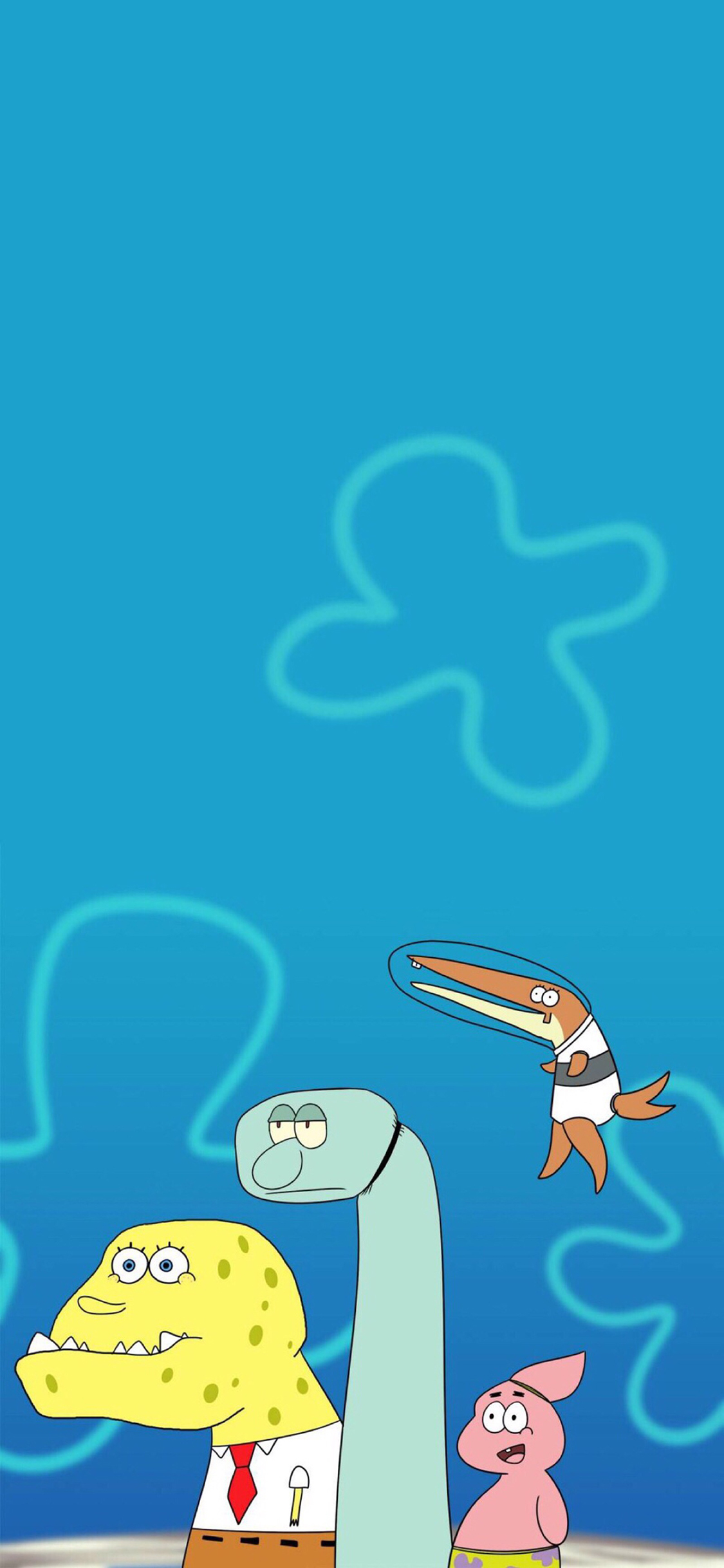 [2436×1125]美国 动画 海绵宝宝 变异 苹果手机动漫壁纸图片