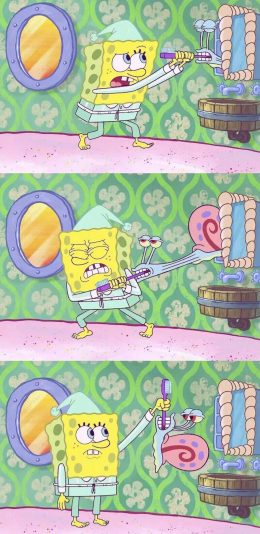 [2436x1125]美国 动画 海绵宝宝 小蜗 苹果手机动漫壁纸图片