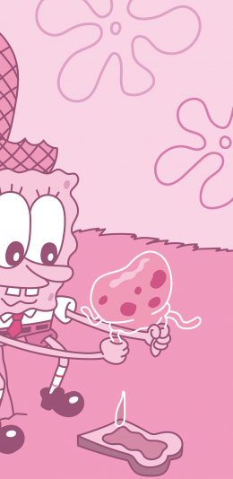 [2436x1125]美国 动画 海绵宝宝 水母 粉色 苹果手机动漫壁纸图片