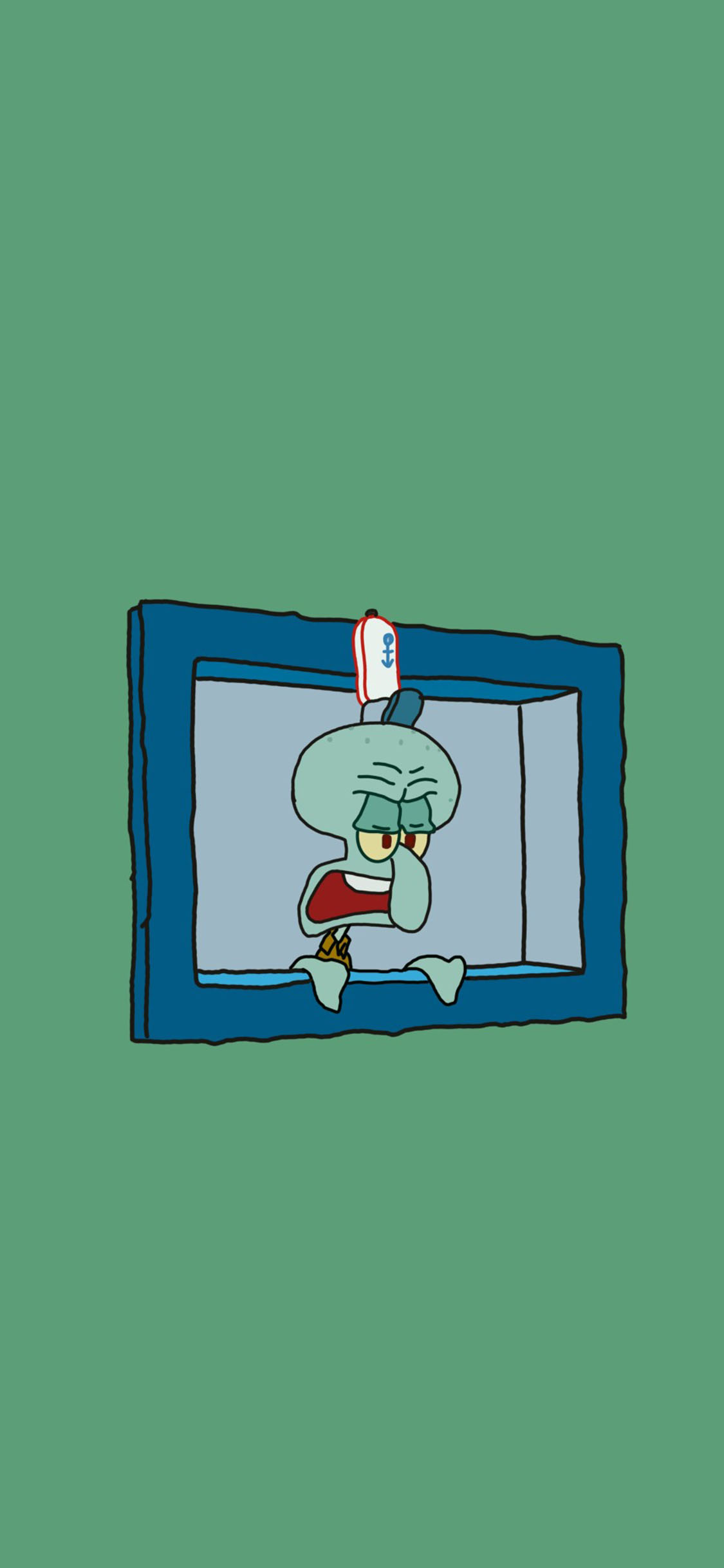 [2436×1125]美国 动画 海绵宝宝 章鱼哥 苹果手机动漫壁纸图片