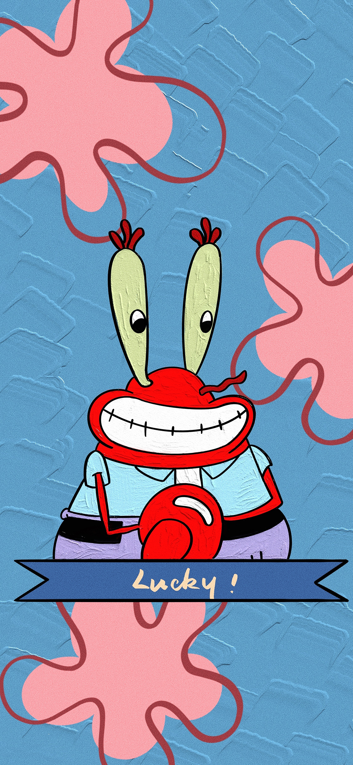 [2436×1125]美国 动画 海绵宝宝 蟹老板（取自微博：时间偏好） 苹果手机动漫壁纸图片