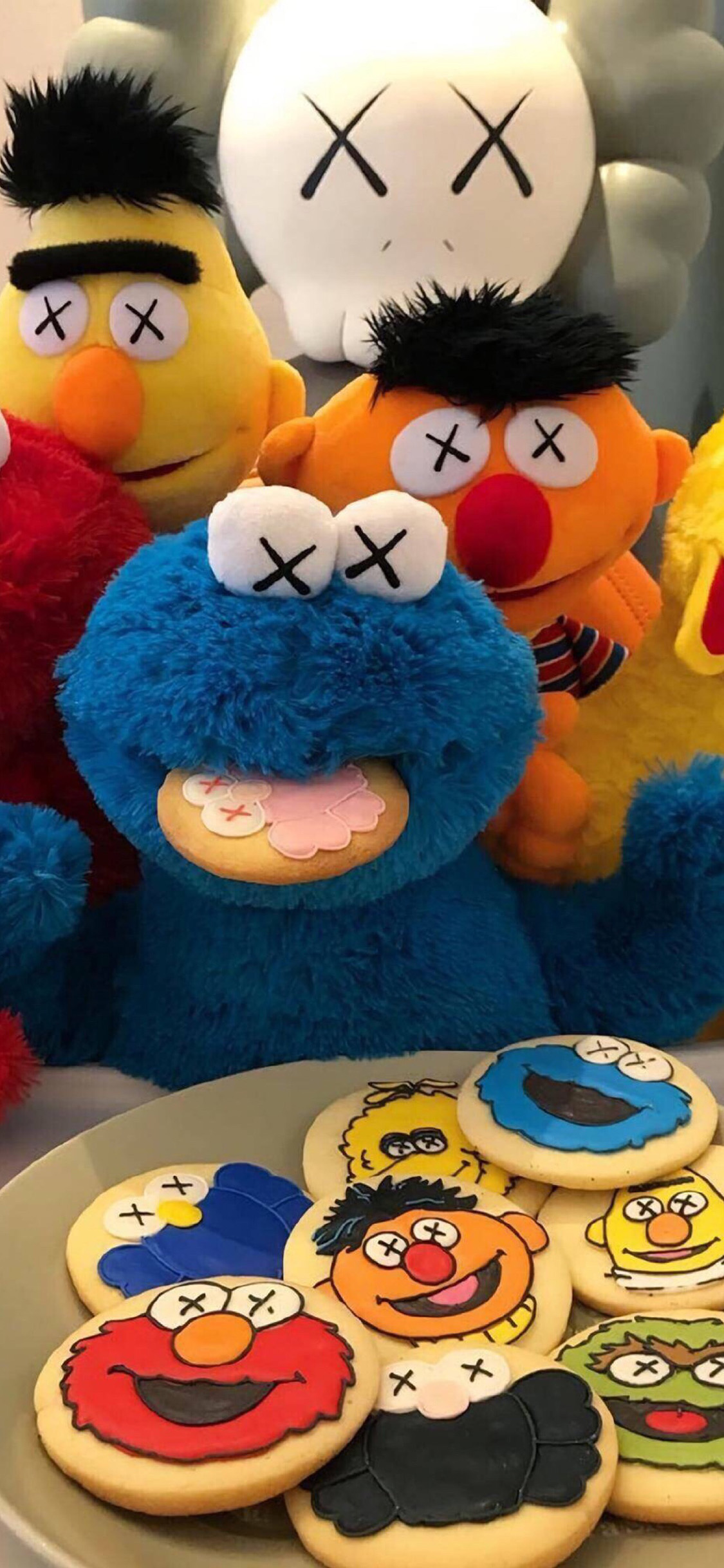 [2436×1125]美国 动画 芝麻街 玩偶 饼干 苹果手机动漫壁纸图片