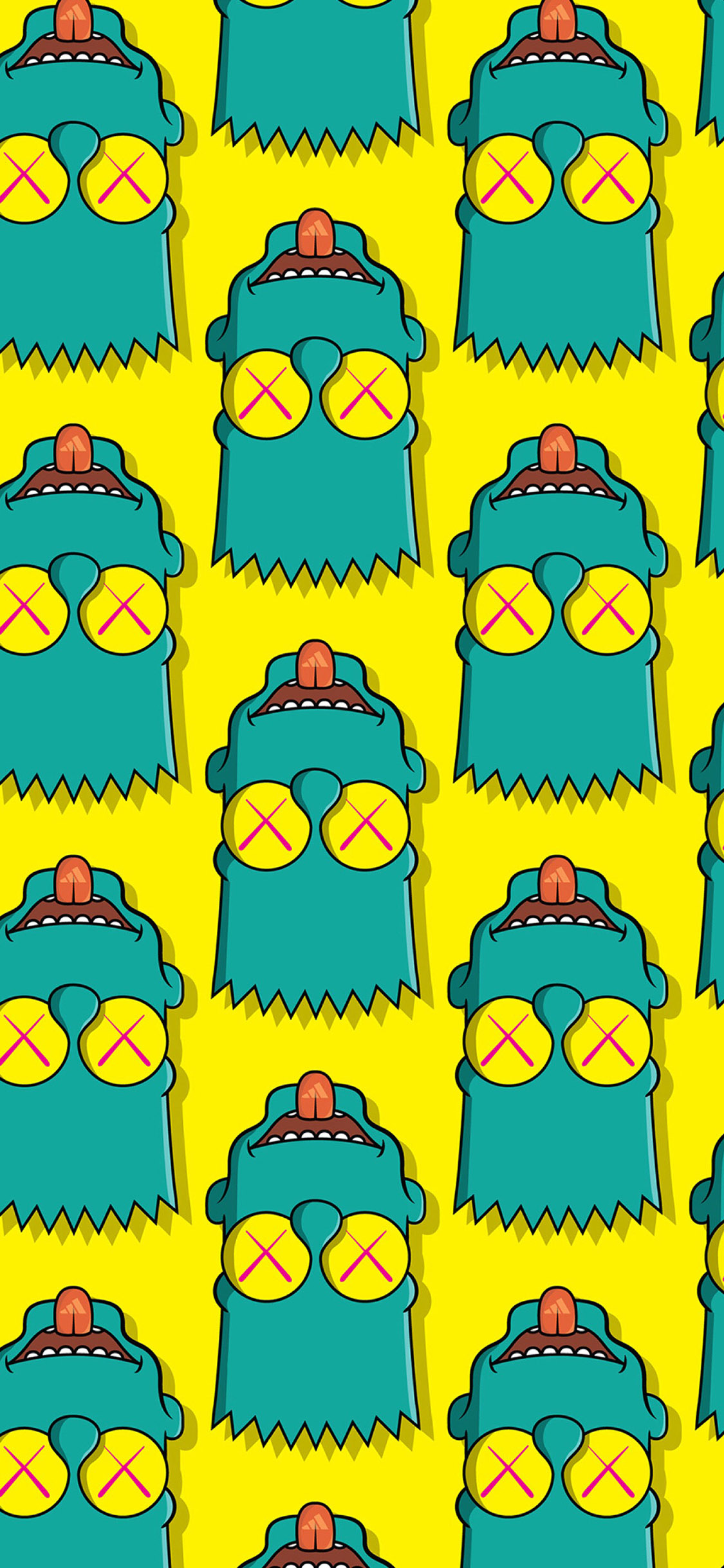 [2436×1125]美国 动画 辛普森 卡通 平铺 苹果手机动漫壁纸图片