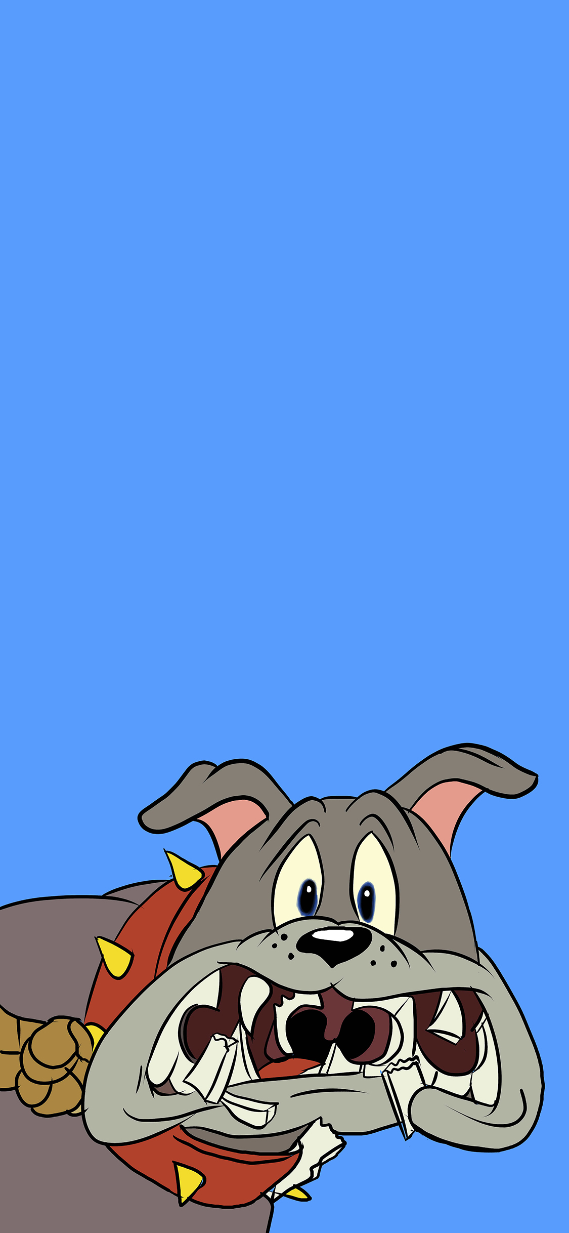 [2436×1125]美国 猫和老鼠 斯派克 斗牛 苹果手机动漫壁纸图片