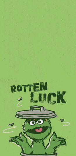 [2436x1125]美国 芝麻街 奥斯卡 绿色 苹果手机动漫壁纸图片