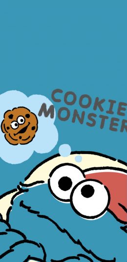 [2436x1125]美国 芝麻街 甜饼怪 蓝色 苹果手机动漫壁纸图片