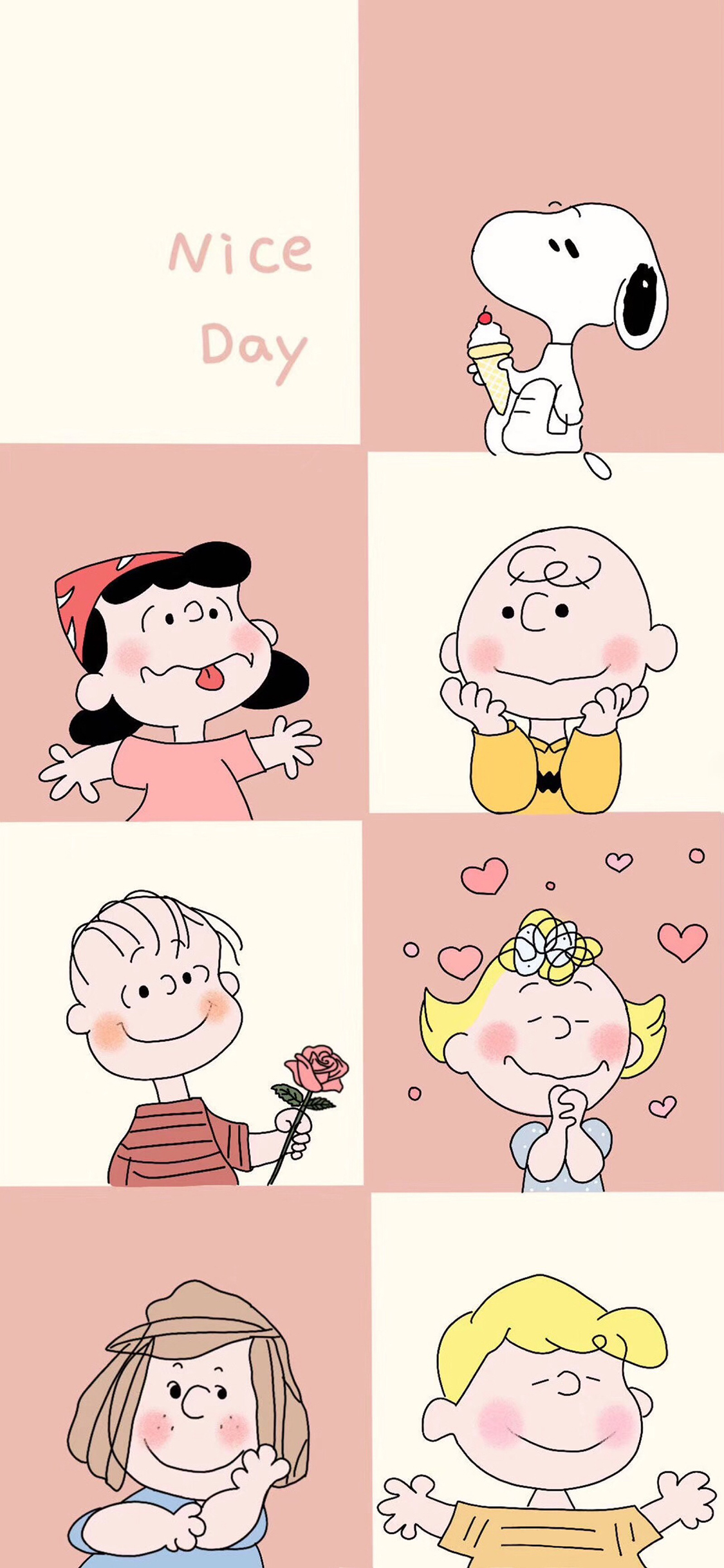 [2436×1125]美国 花生漫画 史努比 人物合集 苹果手机动漫壁纸图片