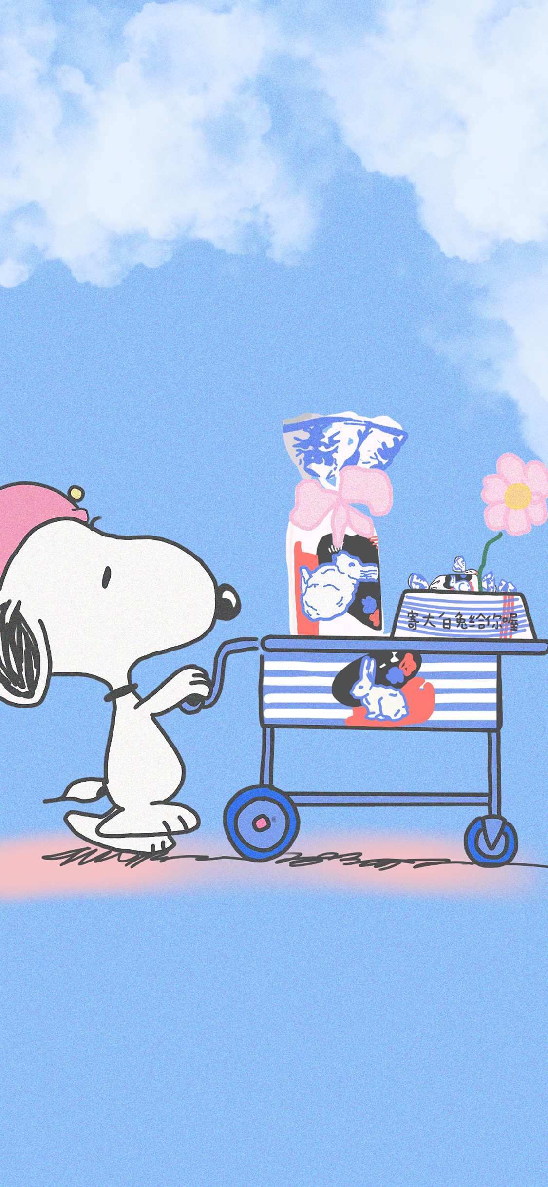 [2436×1125]美国 花生漫画 史努比 大白兔奶糖（取自微博：寄喜饼给你喔） 苹果手机动漫壁纸图片