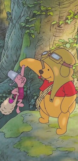 [2436x1125]美国 迪士尼 小熊维尼 小猪 苹果手机动漫壁纸图片