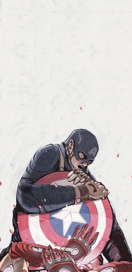 [2436x1125]美国队长 欧美 漫威 盾牌 超级英雄 苹果手机动漫壁纸图片