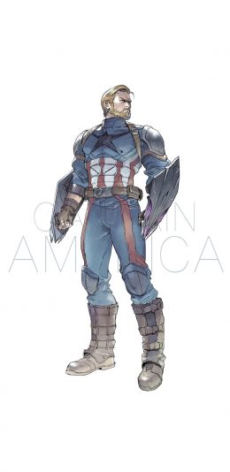 [2436x1125]美国队长 超级英雄 欧美 复仇者联盟 手绘 苹果手机动漫壁纸图片