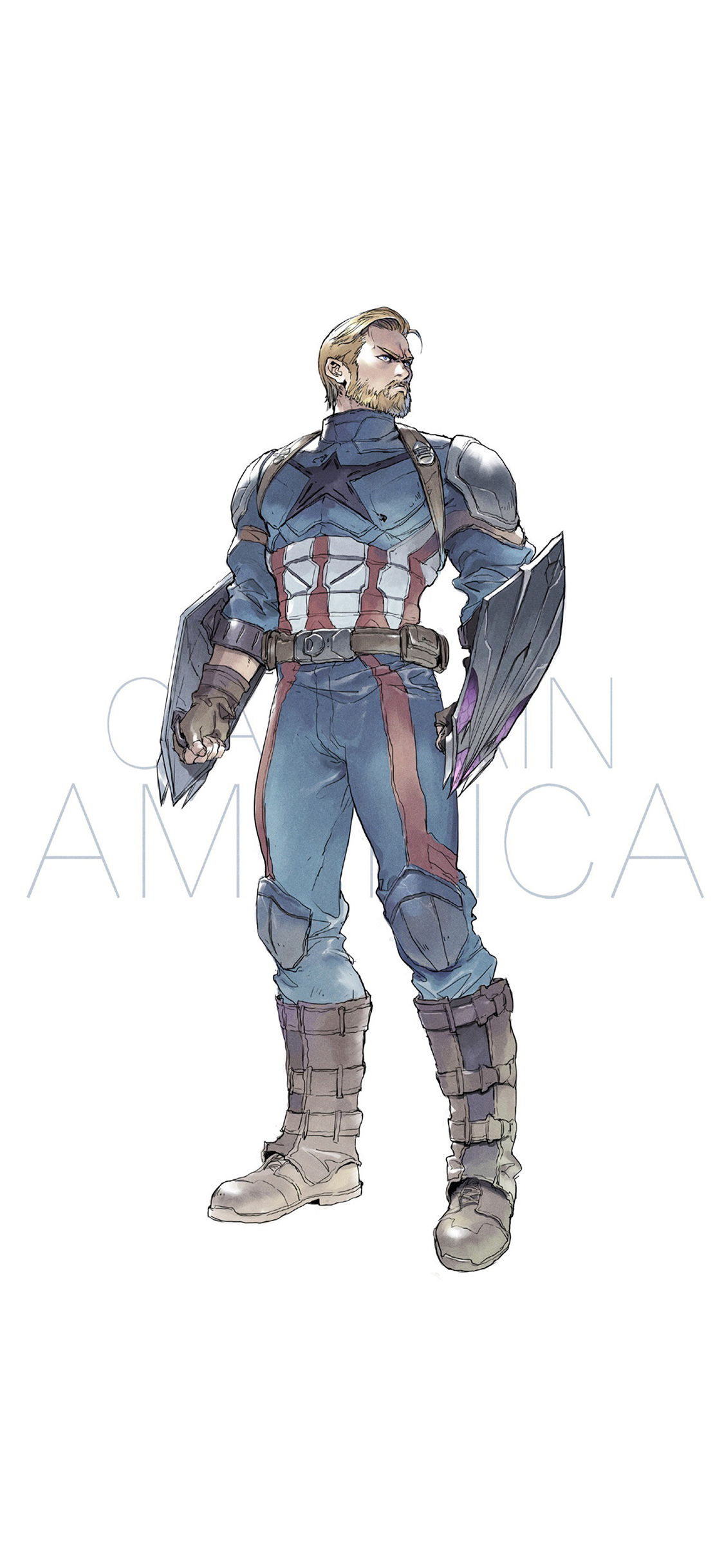 [2436×1125]美国队长 超级英雄 欧美 复仇者联盟 手绘 苹果手机动漫壁纸图片