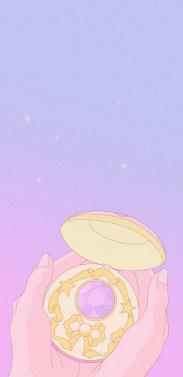 [2436x1125]美少女 魔法道具 变身器 蝴蝶结 苹果手机动漫壁纸图片