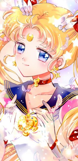 [2436x1125]美少女战士 动画 月野兔 水冰月 羽毛 苹果手机动漫壁纸图片