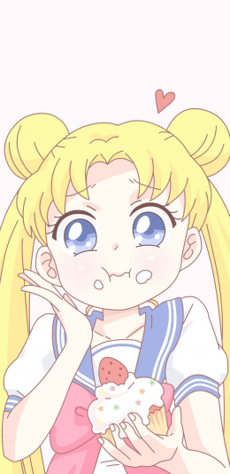 [2436x1125]美少女战士 动画 粉色 爱心 草莓蛋糕 苹果手机动漫壁纸图片