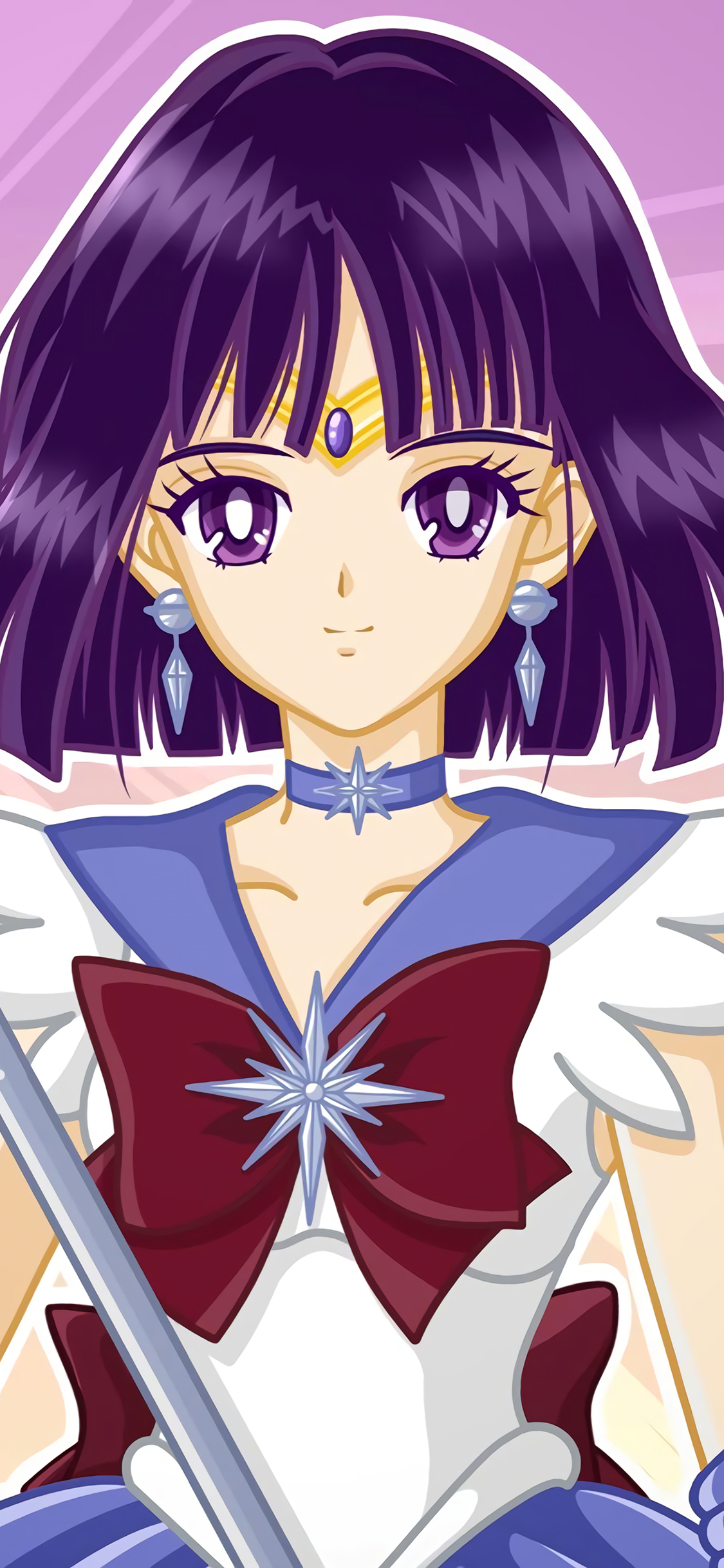 [2436×1125]美少女战士 土萌萤 水手土星 动画 紫色 苹果手机动漫壁纸图片