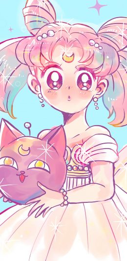 [2436x1125]美少女战士 小小兔 月亮 漫画 星光 苹果手机动漫壁纸图片