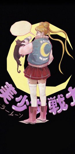 [2436x1125]美少女战士 手绘 水冰月 背影 苹果手机动漫壁纸图片