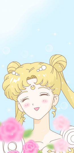 [2436x1125]美少女战士 日本 动画 花丛 苹果手机动漫壁纸图片