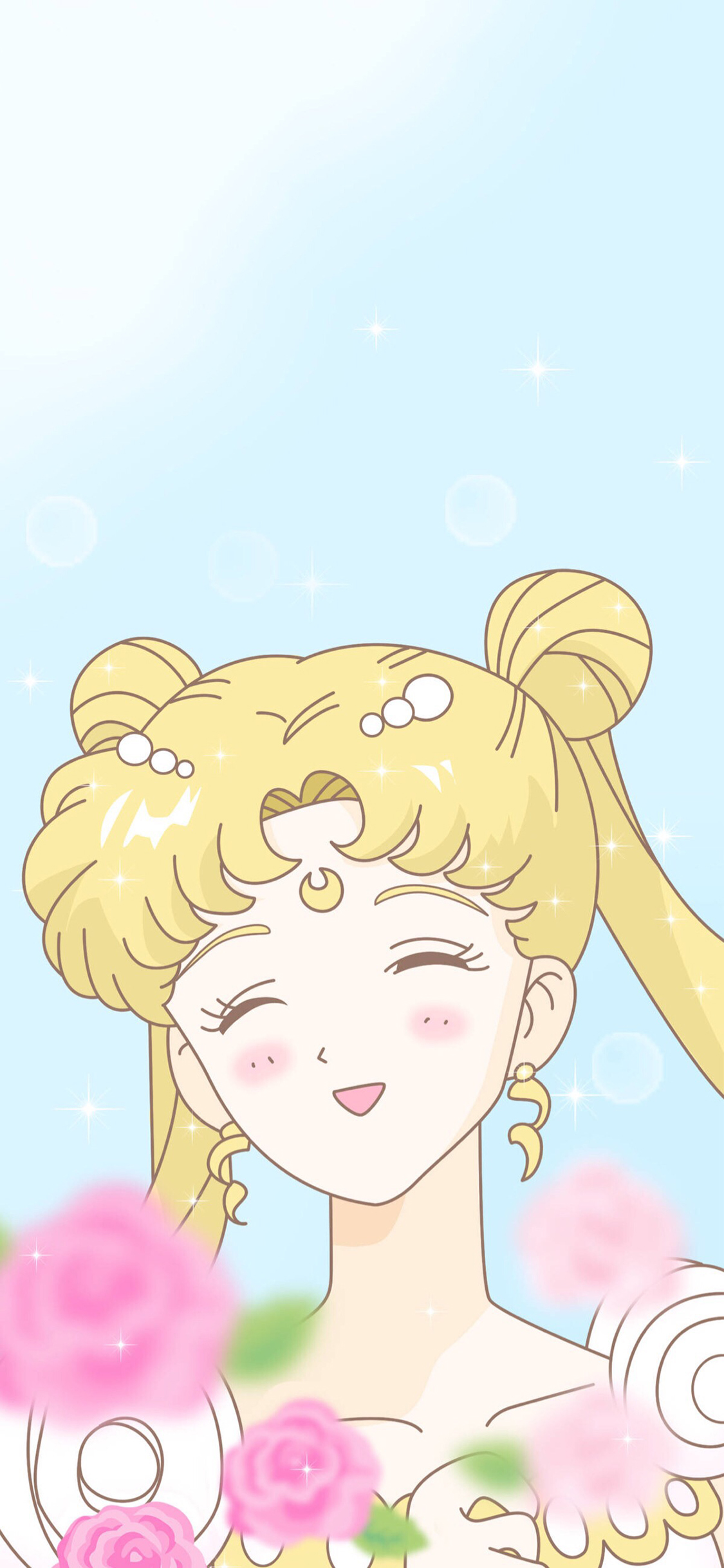 [2436×1125]美少女战士 日本 动画 花丛 苹果手机动漫壁纸图片