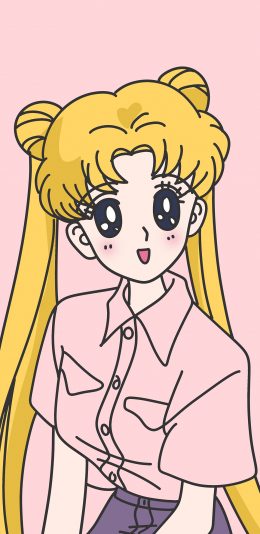 [2436x1125]美少女战士 月野兔 日本 动画 粉色 苹果手机动漫壁纸图片