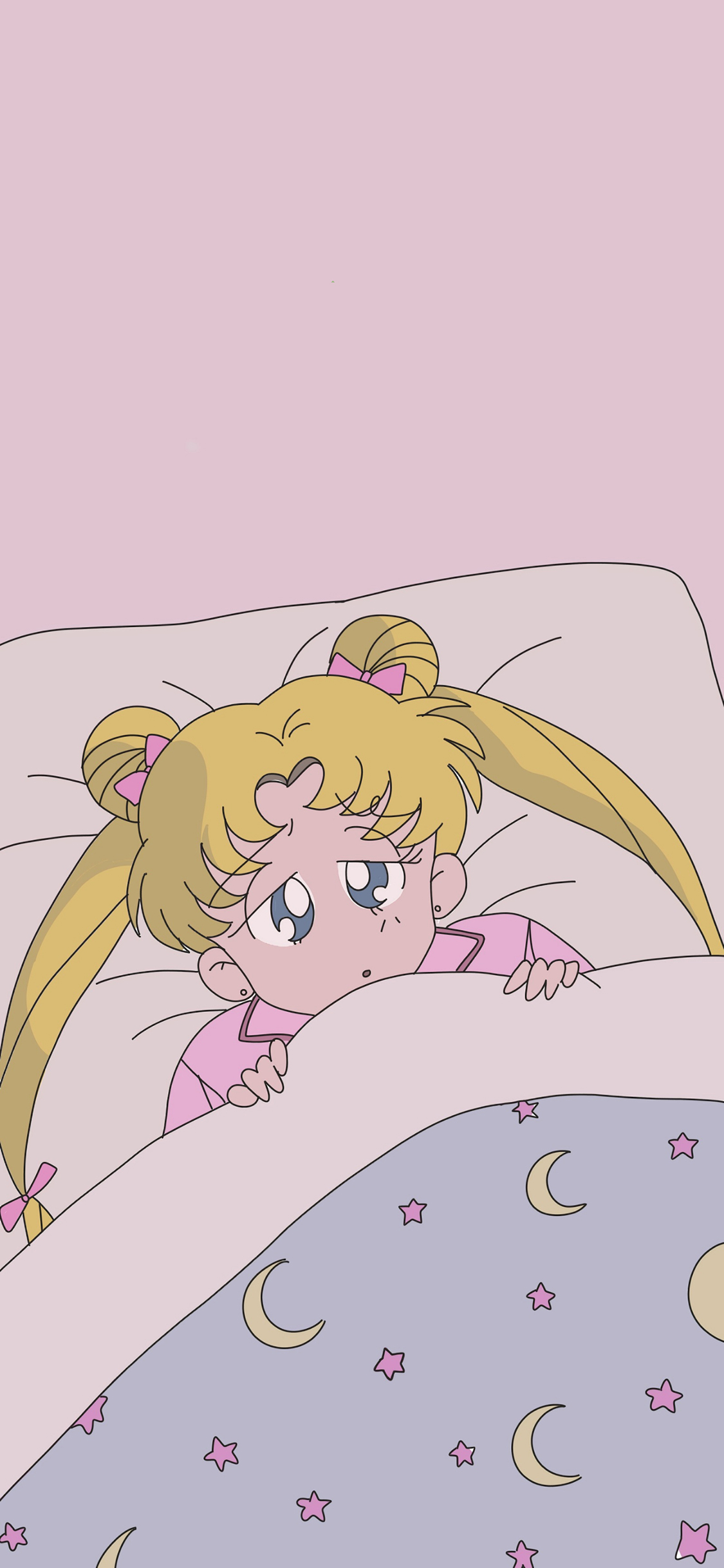 [2436×1125]美少女战士 月野兔 被窝 动画 苹果手机动漫壁纸图片