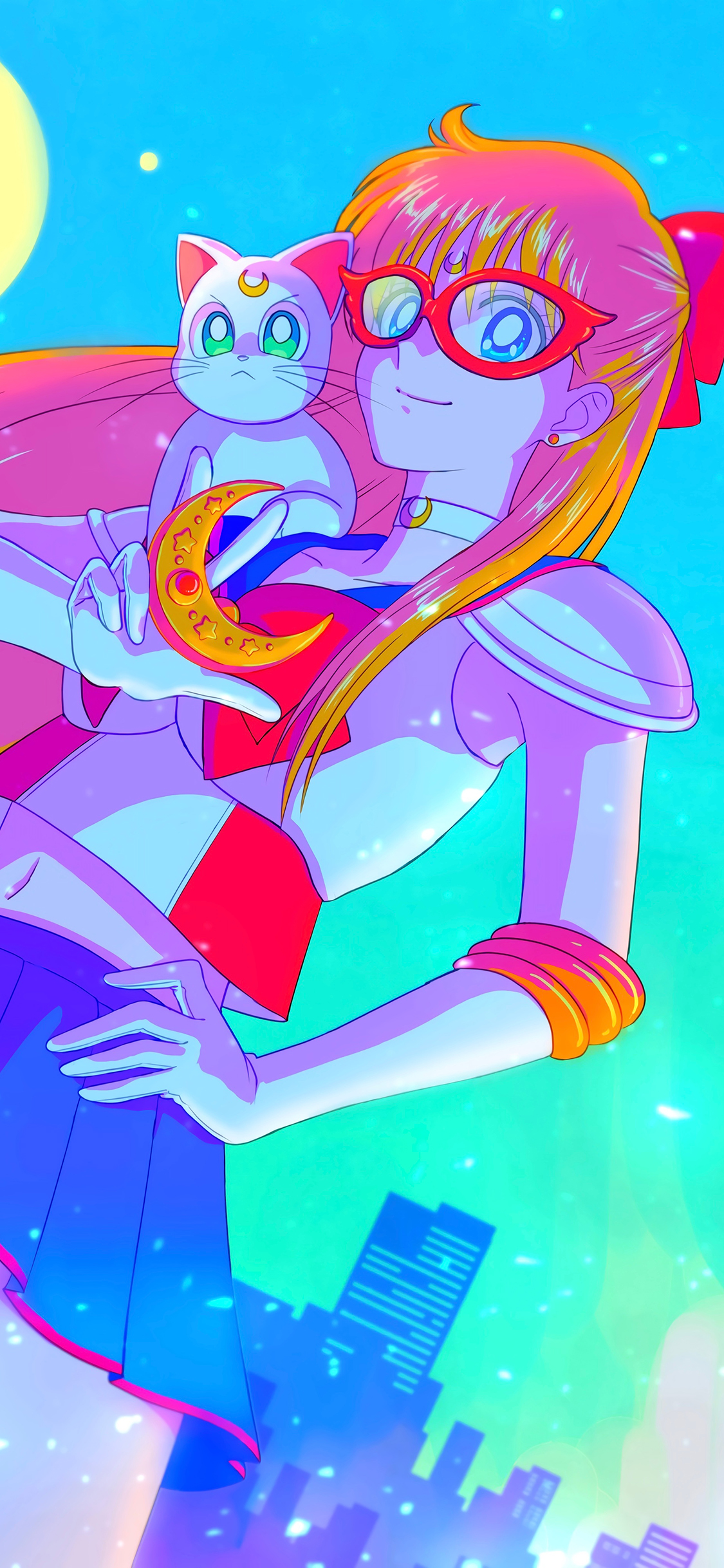 [2436×1125]美少女战士 水冰月 月亮 动画 苹果手机动漫壁纸图片