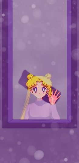 [2436x1125]美少女战士 水冰月 紫色 窗户 动画 苹果手机动漫壁纸图片