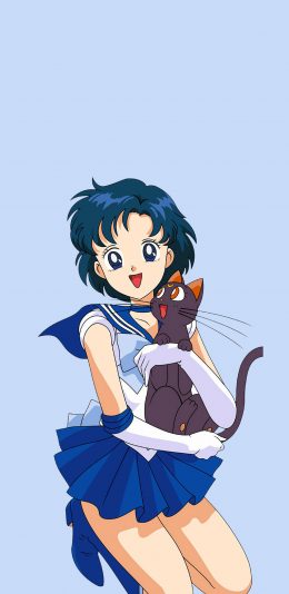 [2436x1125]美少女战士 水野亚美 日本 漫画 猫咪 苹果手机动漫壁纸图片